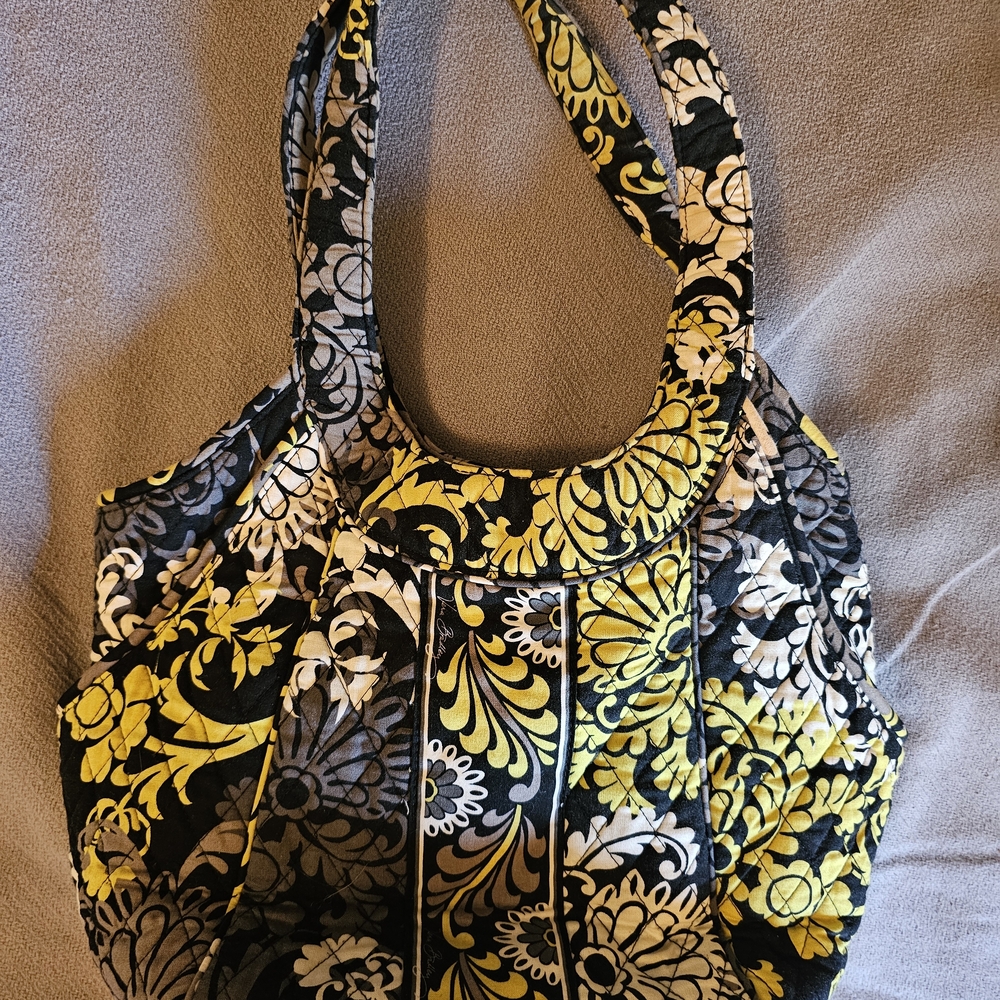 Vera Bradley Yellow and Black Floral Shoulder Bag